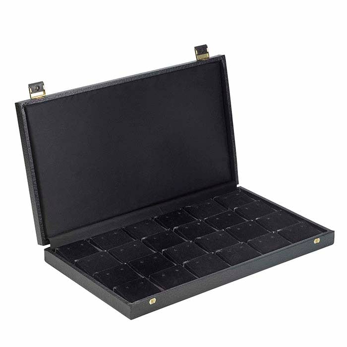 Black Deluxe Earring and Pendant Case, 24 Inserts