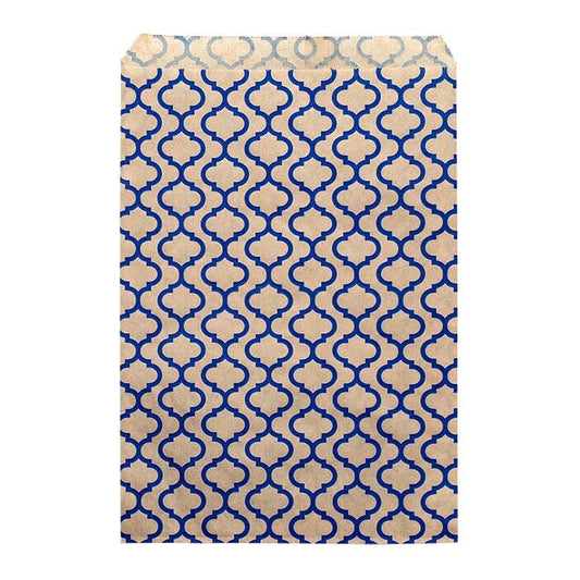 Blue Trellis Print Paper 152.4mm x 228.6mm Merchandise Bag
