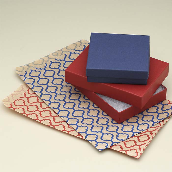 Blue Trellis Print Paper 152.4mm x 228.6mm Merchandise Bag