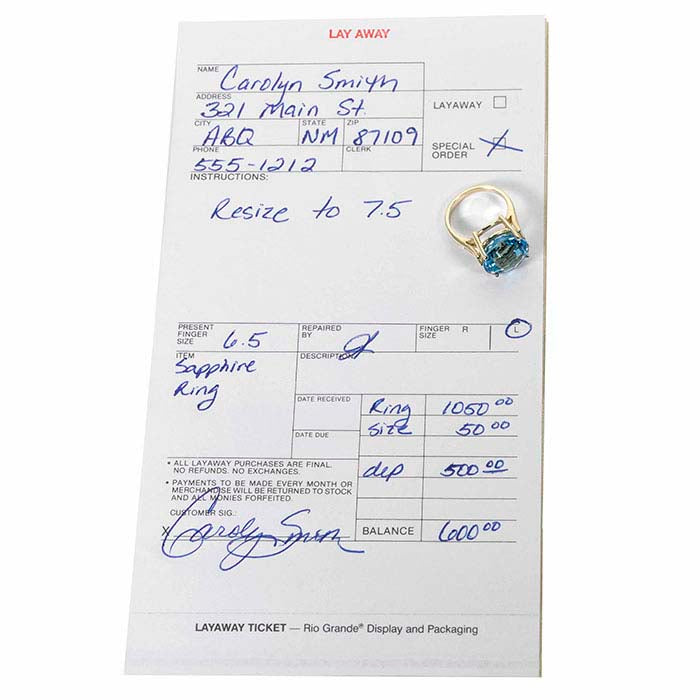 Layaway Ticket, Unnumbered