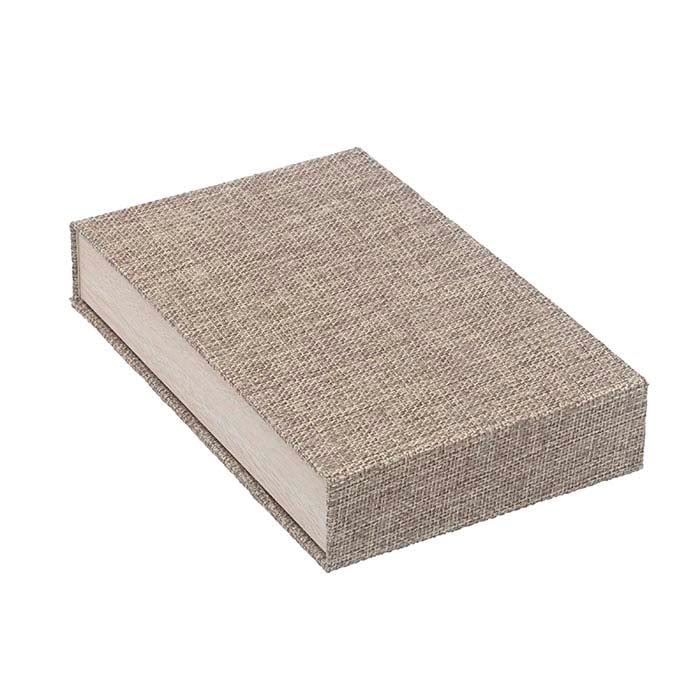 Cabana Burlap and Wood-Patterned Necklace Gift Box