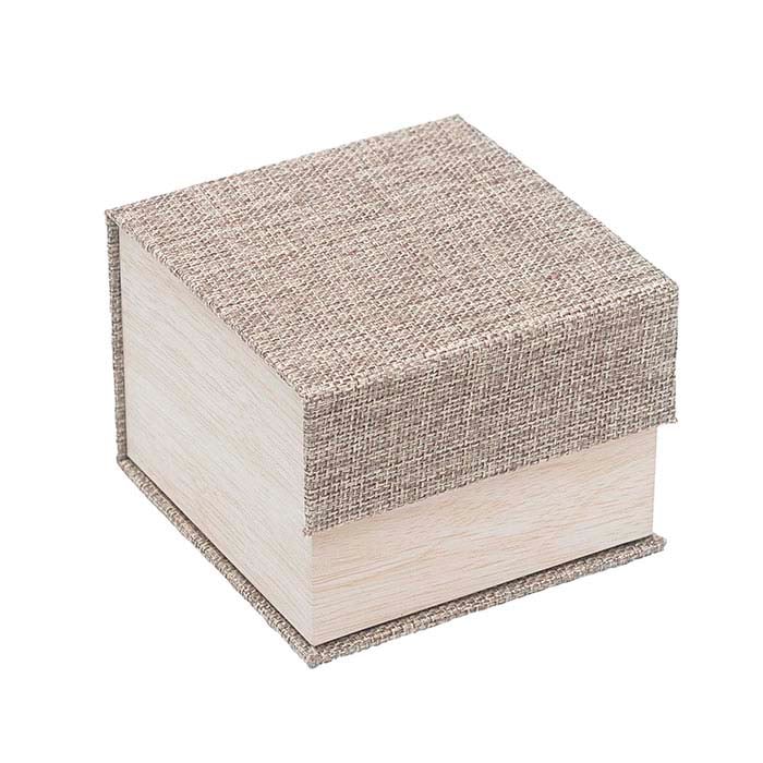 Cabana Burlap and Wood-Patterned Bracelet or Watch Gift Box