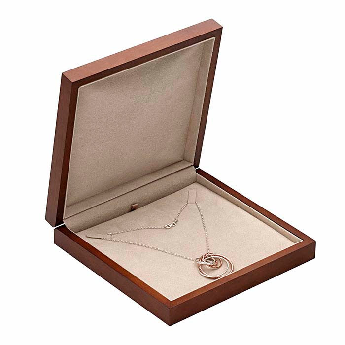 Brown Matte Hardwood Necklace Gift Box