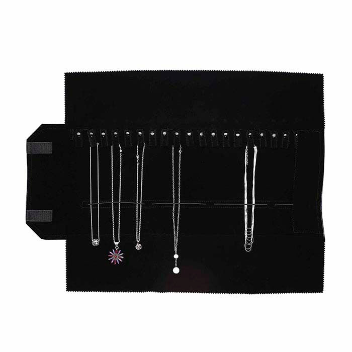 مجلد سلسلة وقلادة من الجلد الصناعي المبطن الأسود