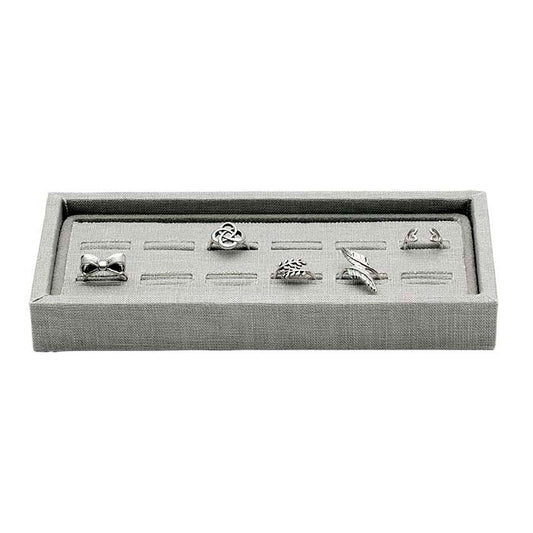 Silver Linen Slotted 12-Ring Tray