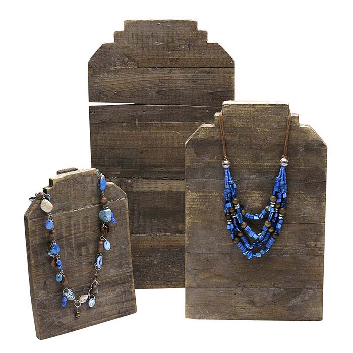 Reclaimed Wood Stepped Easel Necklace Display