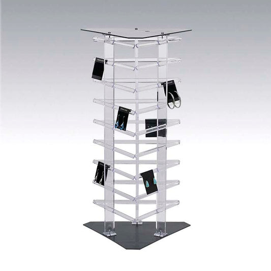 クリアアクリル回転式三面吊りカードディスプレイ