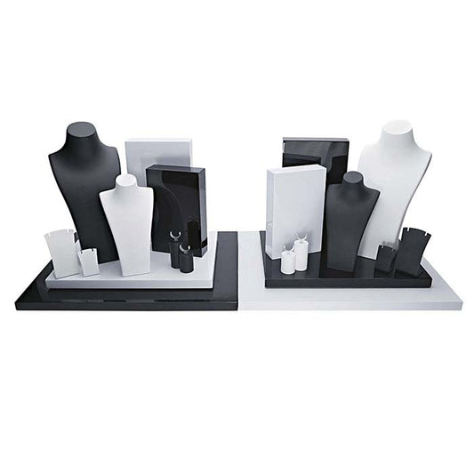 Bloque de exhibición rectangular de plástico negro brillante