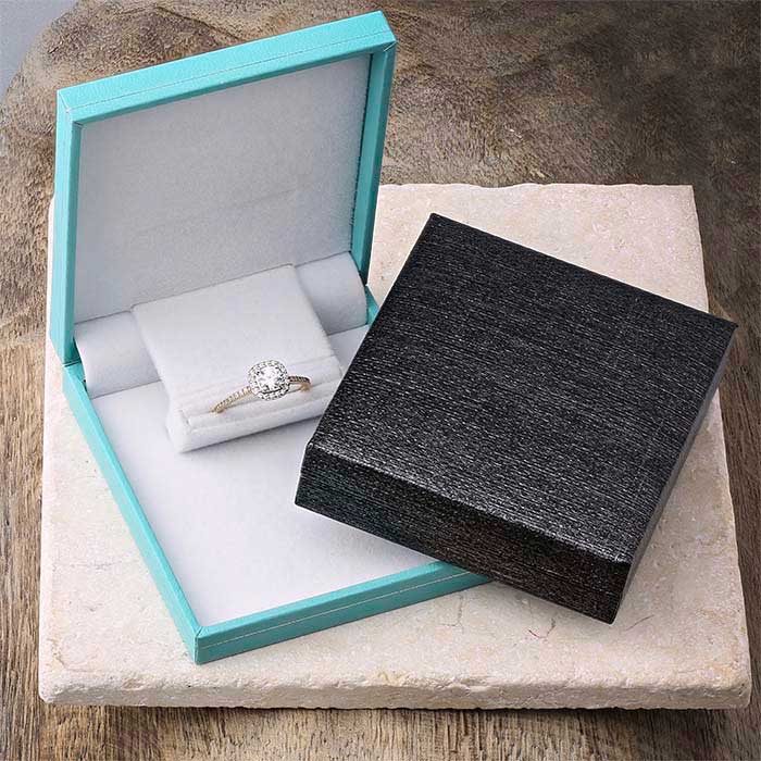 Schmale Ringbox für Verlobungsringe in Metallic-Grau