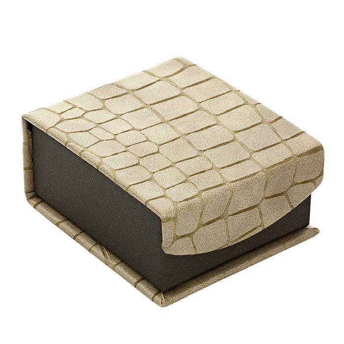 "Mock Croc" Brown Textured Pendant and Earring Gift Box