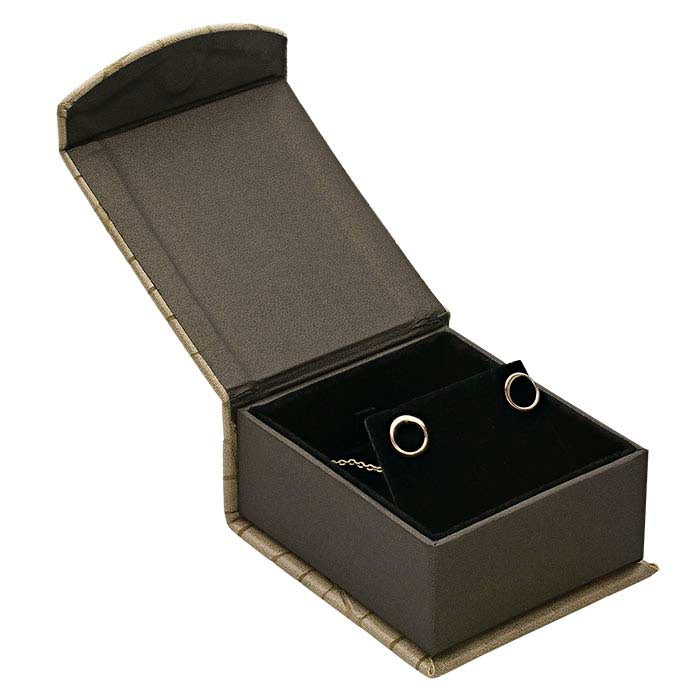 "Mock Croc" Brown Textured Pendant and Earring Gift Box