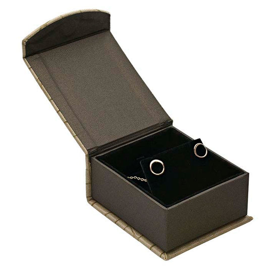 "Mock Croc" Brown Textured Pendant and Earring Gift Box