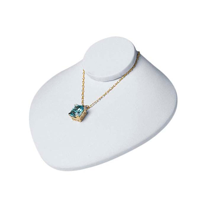 White Faux Leather Necklace Bust Display