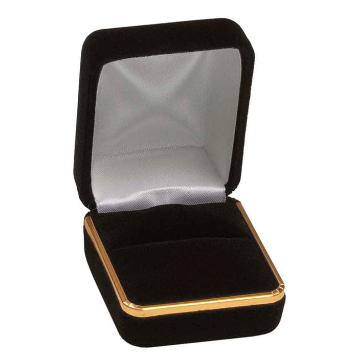 Black Velveteen Gold-Rimmed Ring Gift Box