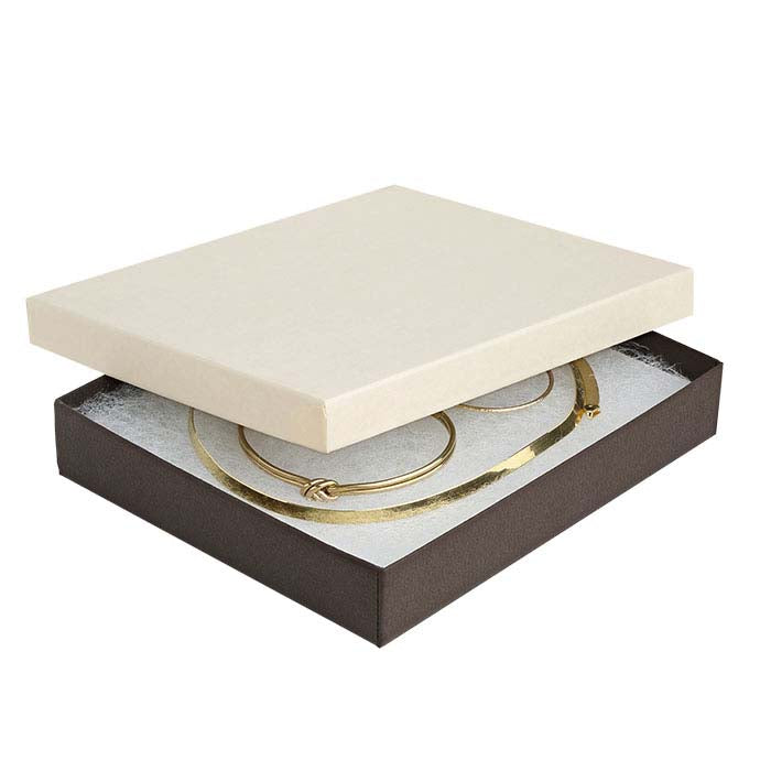 Coffee Shop Coffee and Cream Recycled-Paper Textured 3-1/ W x 3-1/ D x H Gift Box