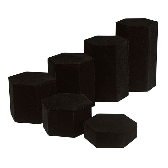 Black Velveteen Hexagonal Block Riser Display Set