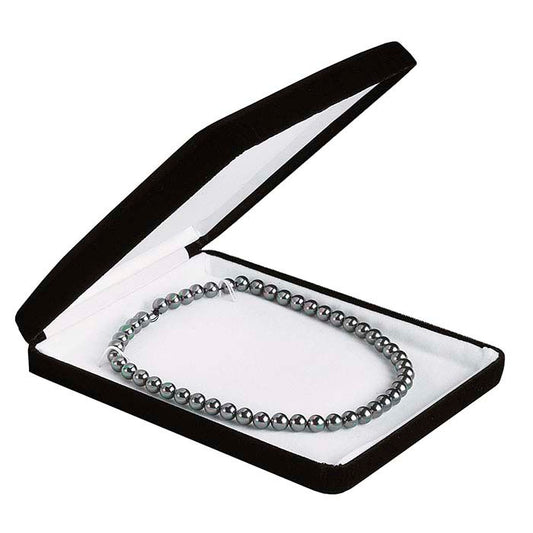 Black Soiree Velvet Necklace Gift Box with White Insert