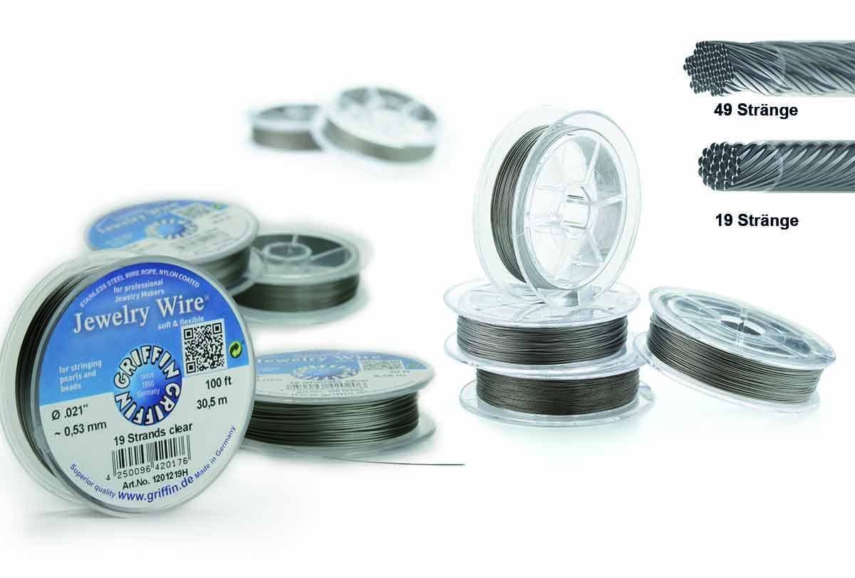 Griffin™ Jewelry Wire – 19 or 49 -Strand Clear Beading Wire for Professional Stringing