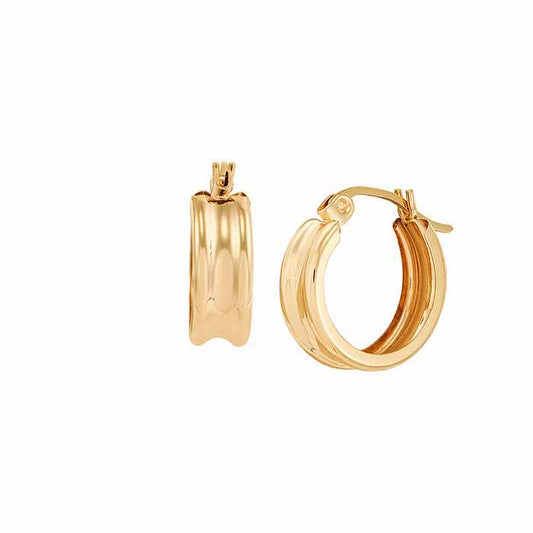 14K Yellow Gold Ribbed Hoop Earrings