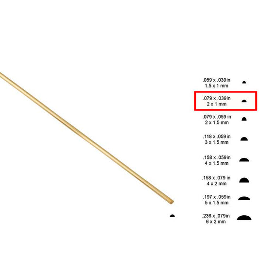 14K Yellow Gold Half-Round Sizing Stock, 1/2-Hard