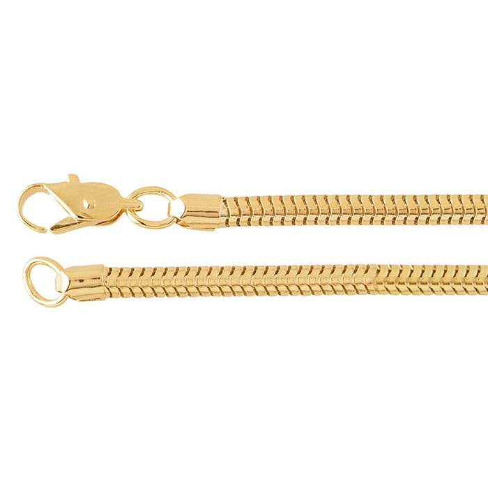 Brass Yellow Gold-Plated 3mm Unseamed Snake Chain