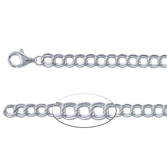 Sterling Silber Rund 5.1mm Doppel-Kabel Kettenanhänger Armband