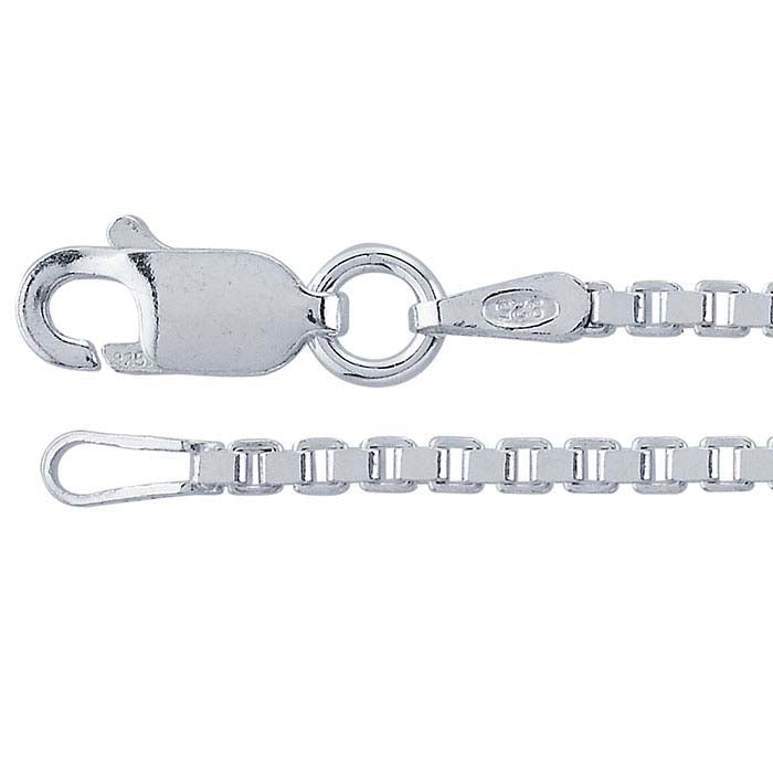 Sterling Silver 1.7mm Diamond-Cut Venetian Box Chain