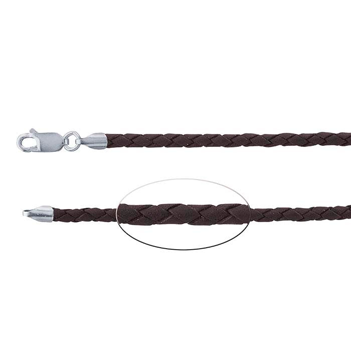 Brown Leather Braided Cord with Sterling Silver Clasp