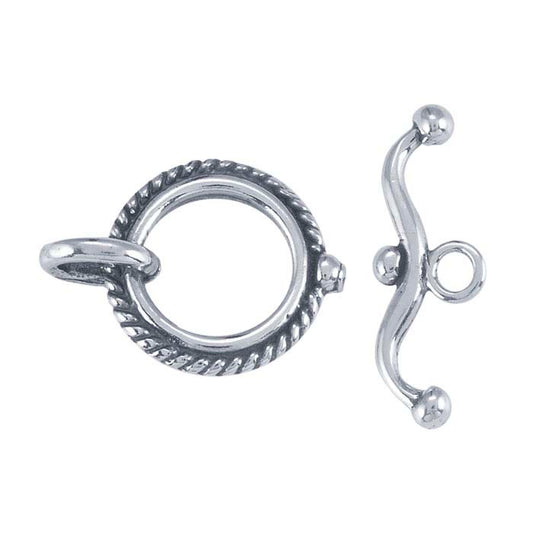 Închizătoare tip toggle din argint sterling 18,8 x 19,8 mm cu margine tip frânghie
