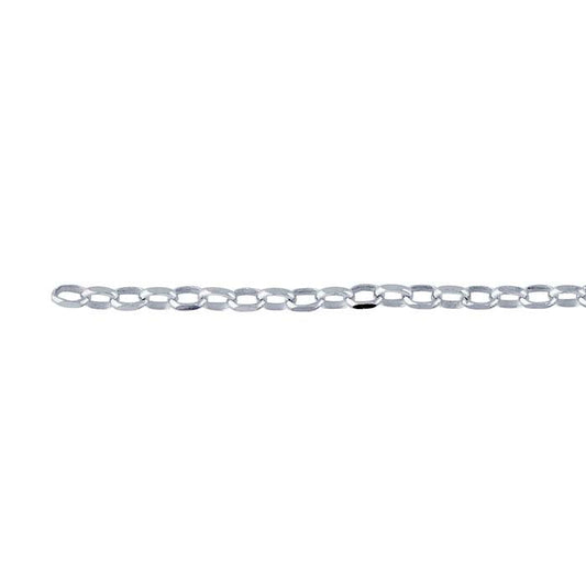 Sterling Silver 1,7 mm Diamantskuren Oval Rolo-kedja, Per Fot