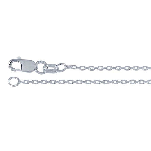 Sterling Silver 1,1 mm Avfasad Oval Kabelkedja