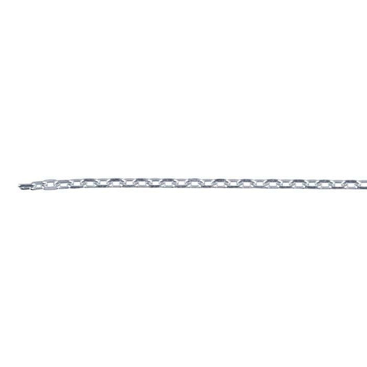 Sterling Silver 1,1 mm Avfasad Oval Kabelkedja, Per Fot