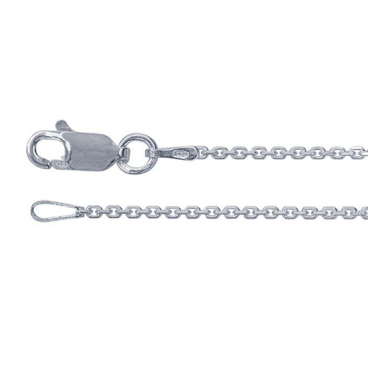 Sterling Silver 1,3 mm avfasad oval kabelkedja