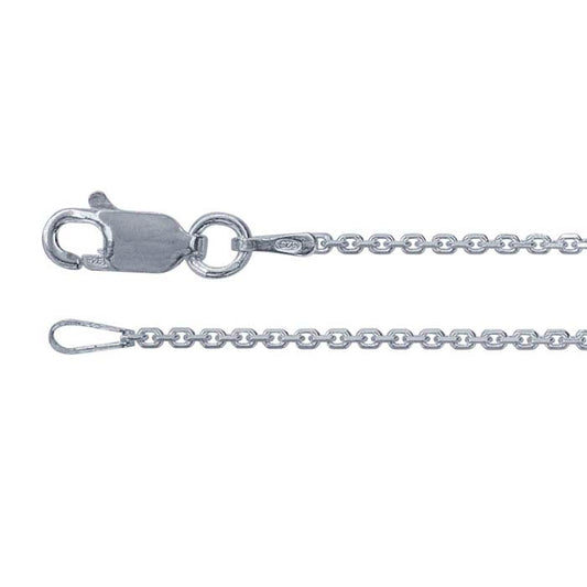 Sterling Silver 1,3 mm avfasad oval kabelkedja