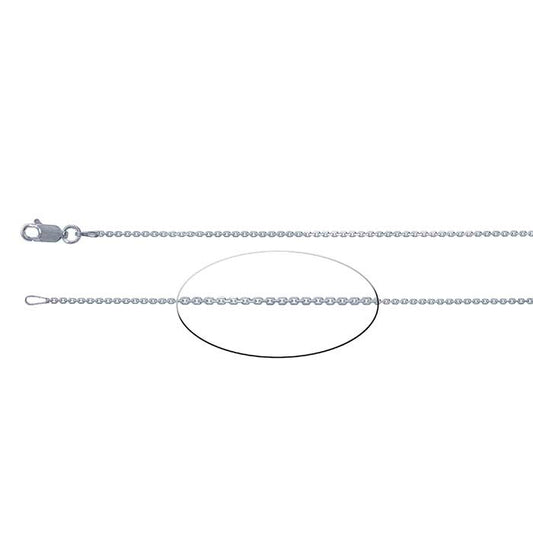 Sterling Silver 1,3 mm avfasad oval kabelkedja