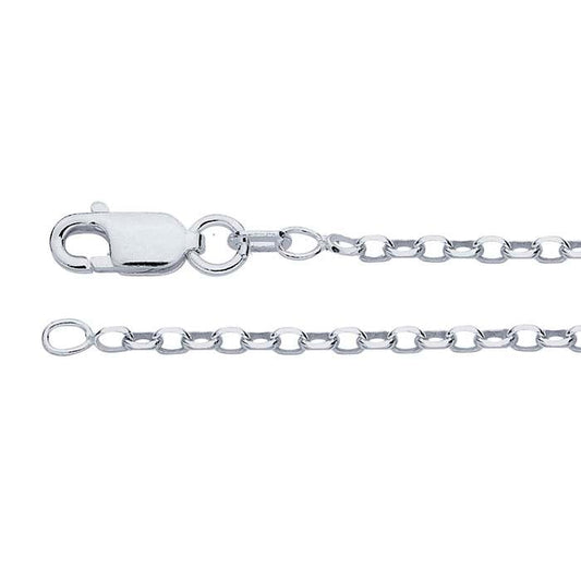 Sterling Silver 2mm Diamantskuren Oval Rolo-kedja