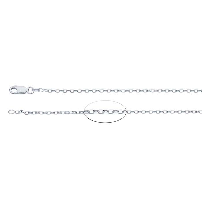 Sterling Silver 2mm Diamond-Cut Oval Rolo Chain
