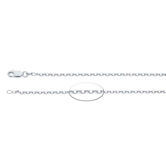 Sterling Silver 2mm Diamantskuren Oval Rolo-kedja