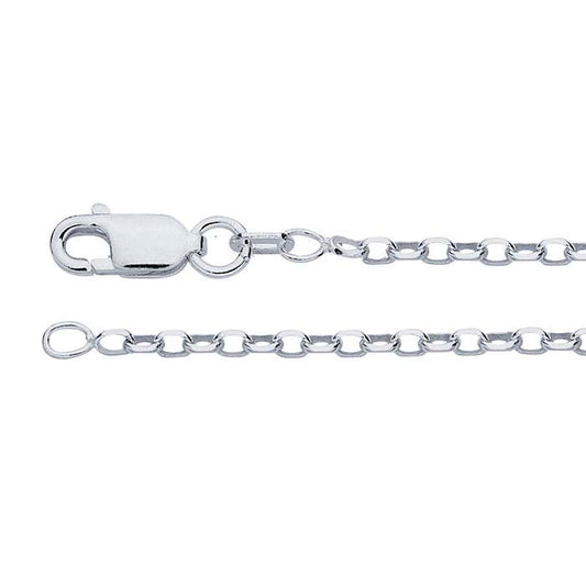 Sterling Silver 2mm Diamantskuren Oval Rolo-kedja