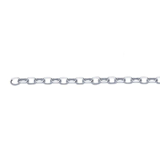 Sterling Silver 2mm Diamantslipad Oval Rolo-kedja, Per Fot