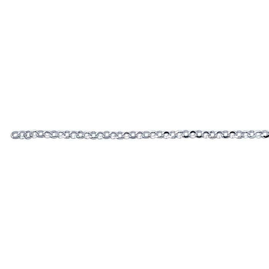 Sterling Silver 2,6 mm Diamantskuren Rund Rolo-kedja, Per Fot
