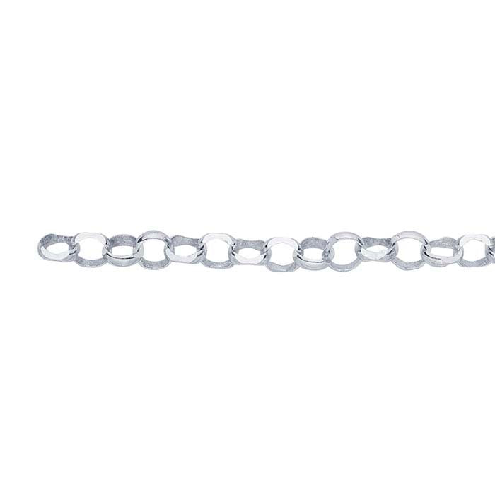 Sterling Silver 3.1mm Diamond-Cut Round Rolo Chain, By the Foot