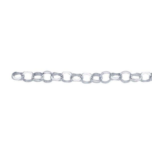 Sterling Silver 3,1 mm Diamantskuren Rund Rolo-kedja, Per Fot