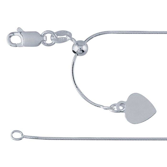 Sterling Silver Eight-Sided Seamed Snake Chain, Adjustable