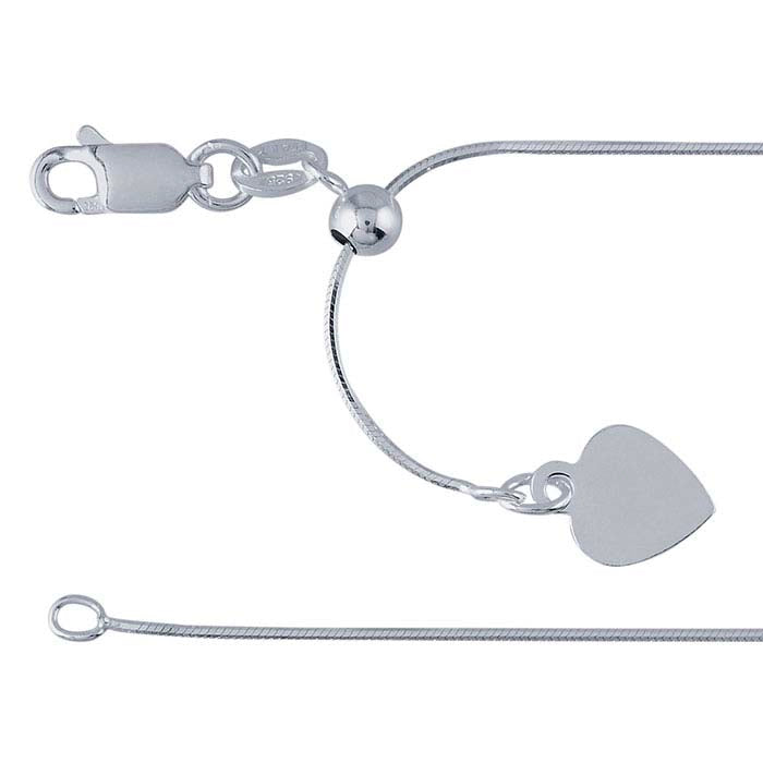 Catena a serpente saldata a otto lati in argento sterling 1mm, regolabile
