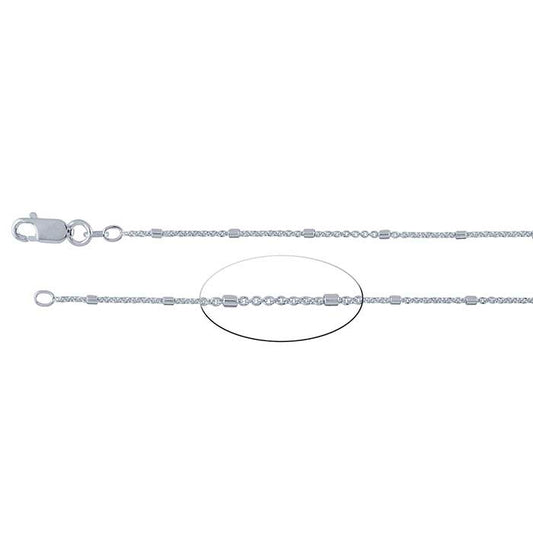 Sterling Silver 1,2 mm kabelkedja med 1,5 mm tubpärl-accenter