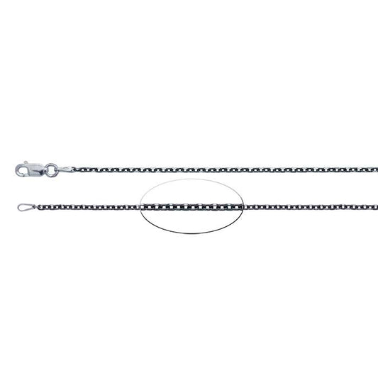 スターリングシルバー ブラックルテニウムメッキ 1.75mm ダイヤモンドカット オーバルケーブルチェーン