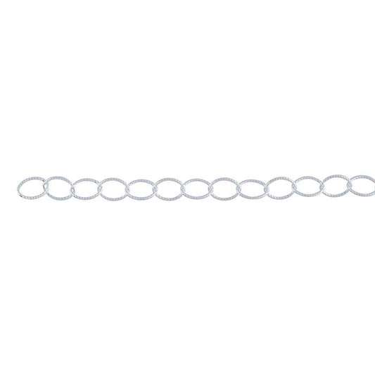Sterling Silver Patterned Flat Oval Cable Chain
