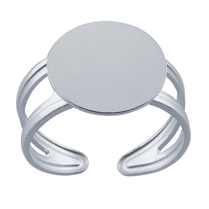 Montatura per anello regolabile con base rotonda da 13,1 mm in argento sterling