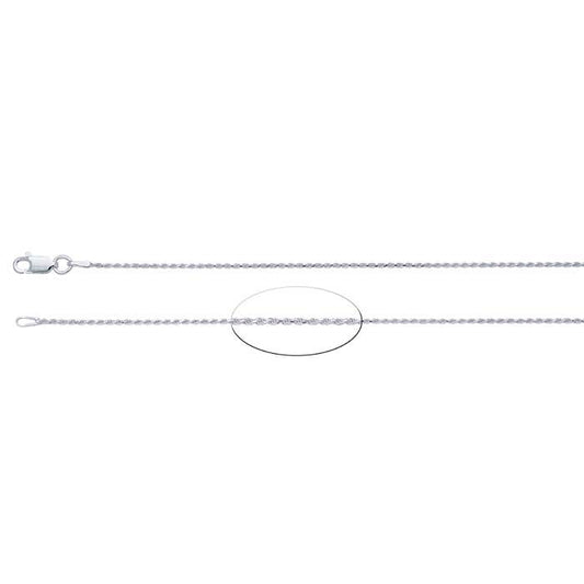 Französische Kordelkette aus Sterlingsilber mit Diamantschliff, 1,2 mm